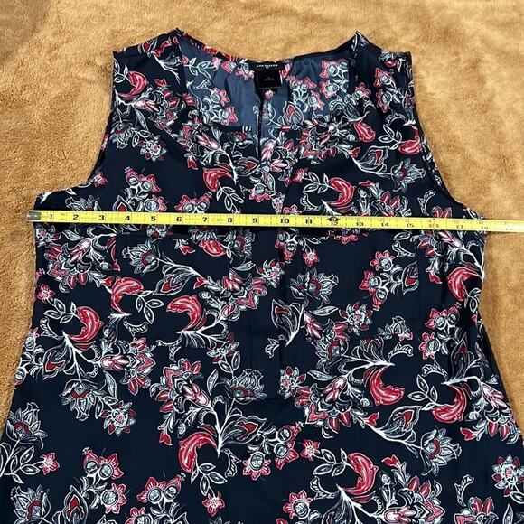 Anne Taylor floral print blouse Sleeveless Small Blue Red White - Picture 7 of 9